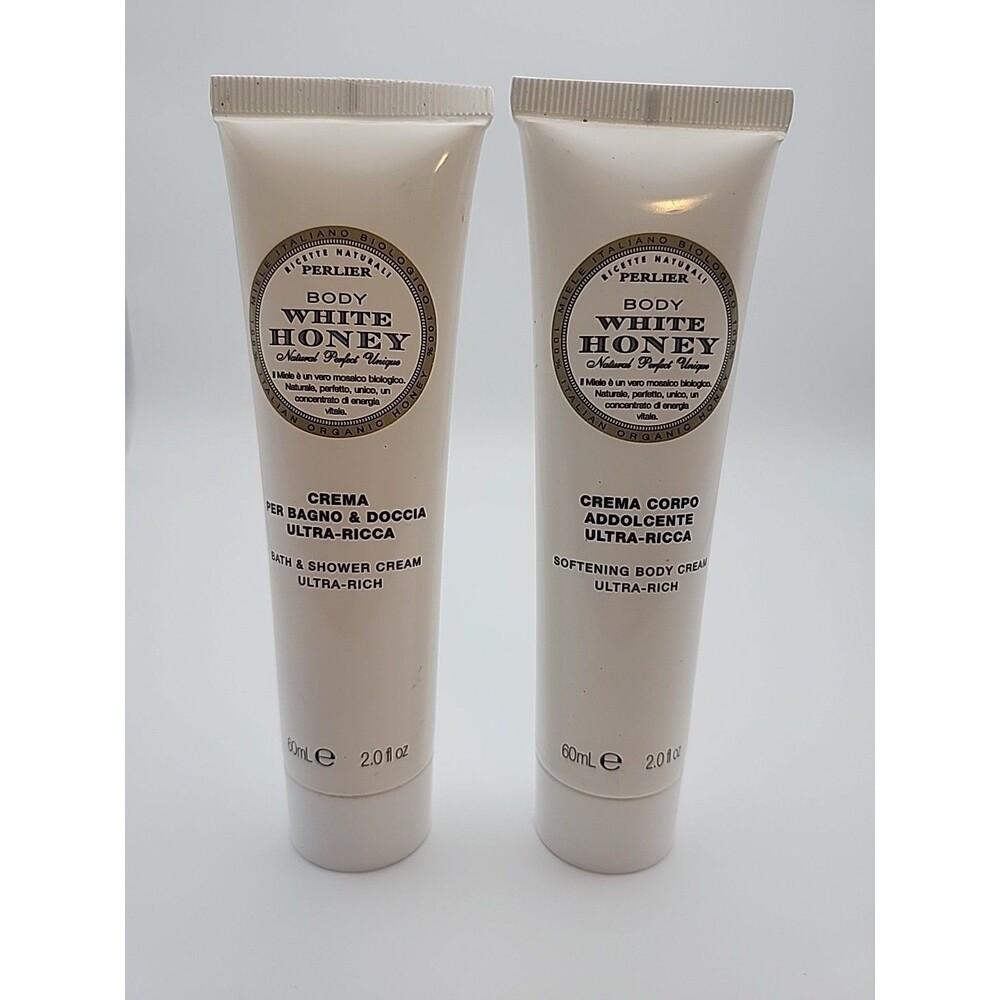 2 Pc Perlier Body White Honey Bath & Shower Cream, Softening Body Cream Set 2 oz